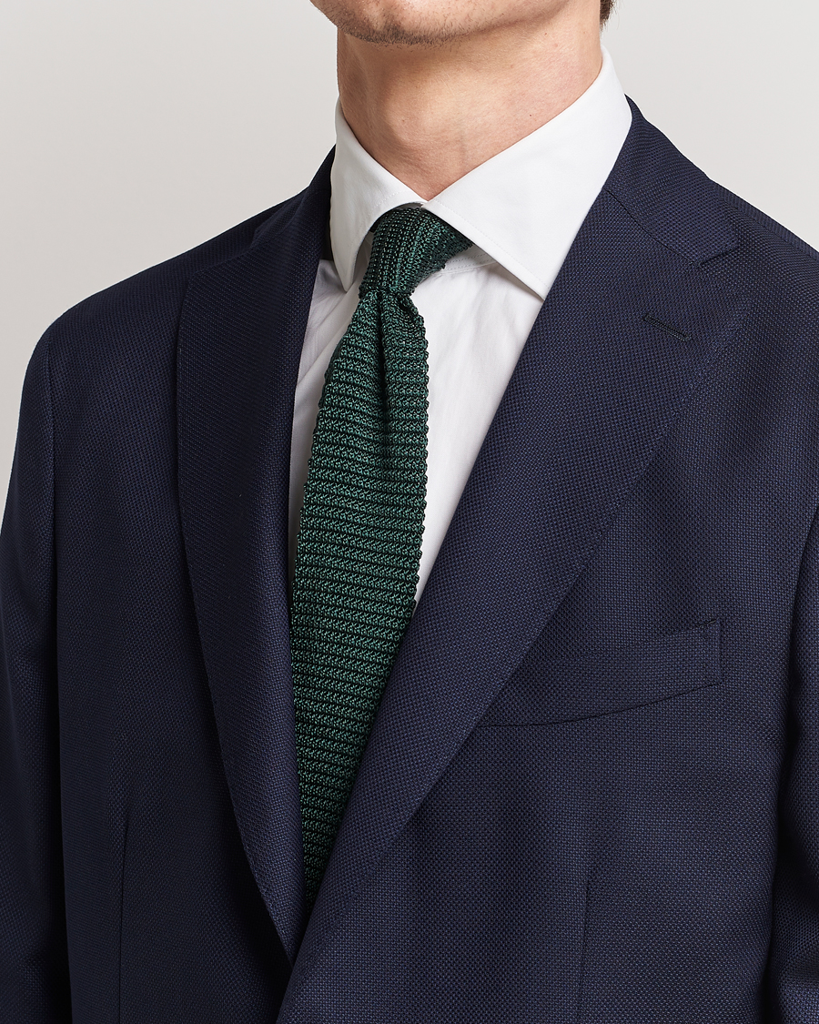Herre | Mørkt tøj | Amanda Christensen | Knitted Silk Tie 6 cm Green
