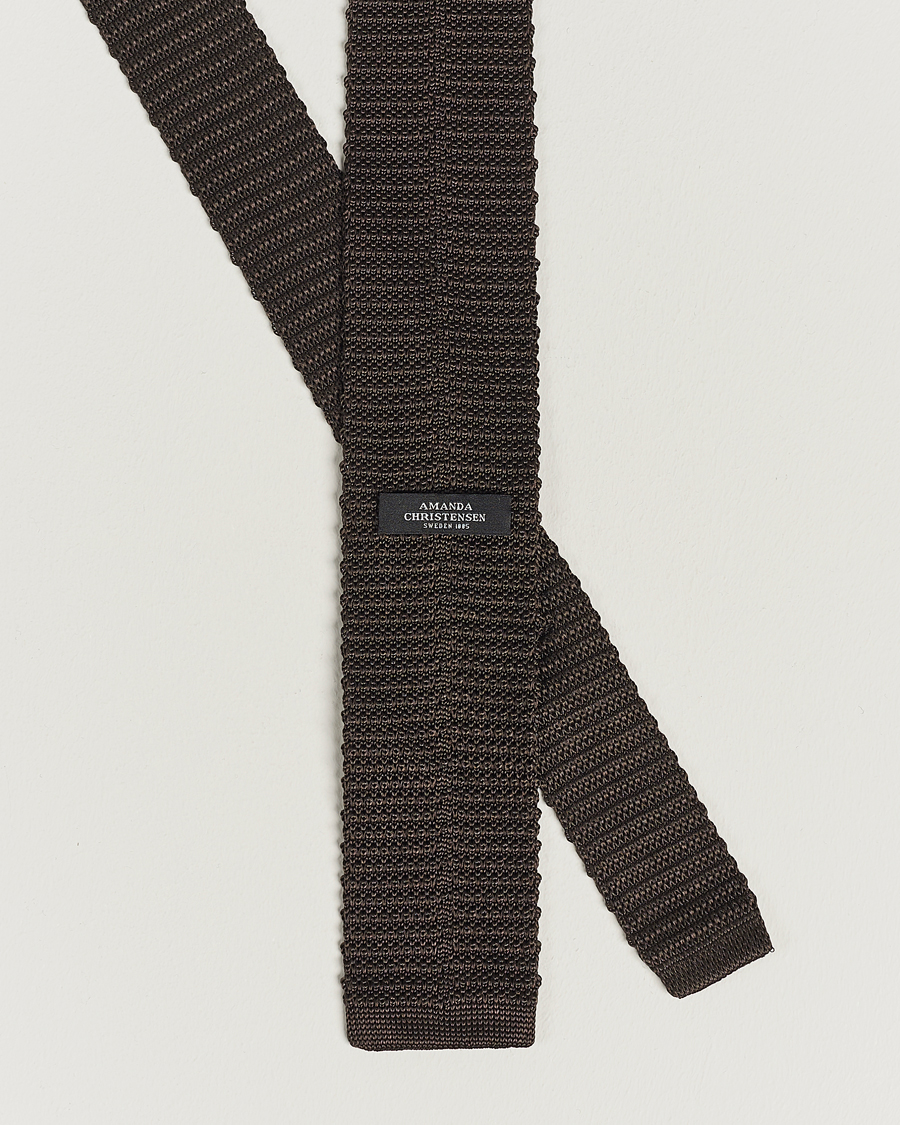 Herre | Slips | Amanda Christensen | Knitted Silk Tie 6 cm Brown
