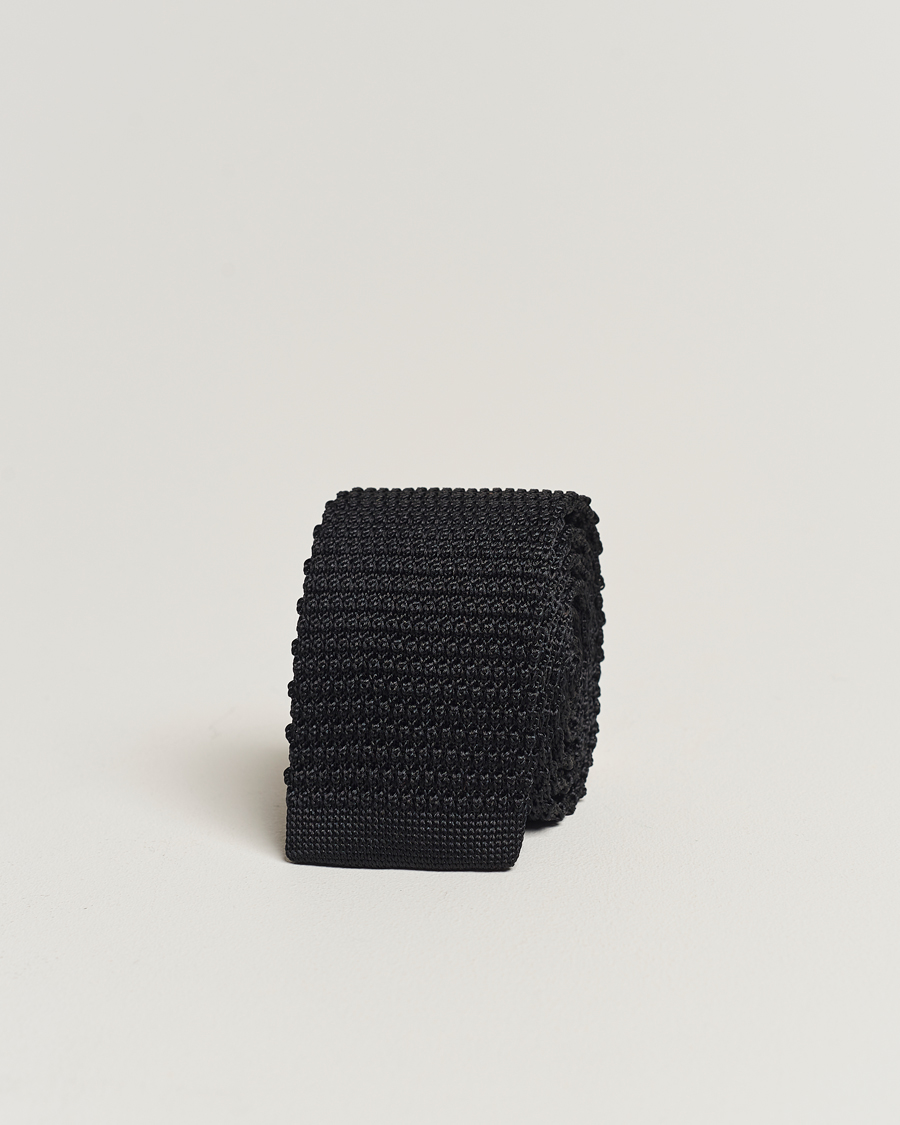 Herre | Amanda Christensen Knitted Silk Tie 6 cm Black | Amanda Christensen | Knitted Silk Tie 6 cm Black