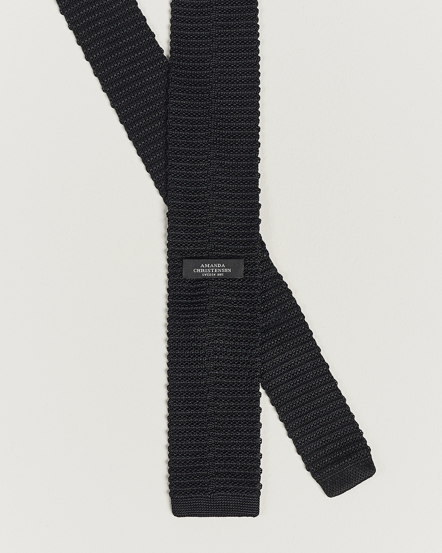 Herre | Amanda Christensen Knitted Silk Tie 6 cm Black | Amanda Christensen | Knitted Silk Tie 6 cm Black