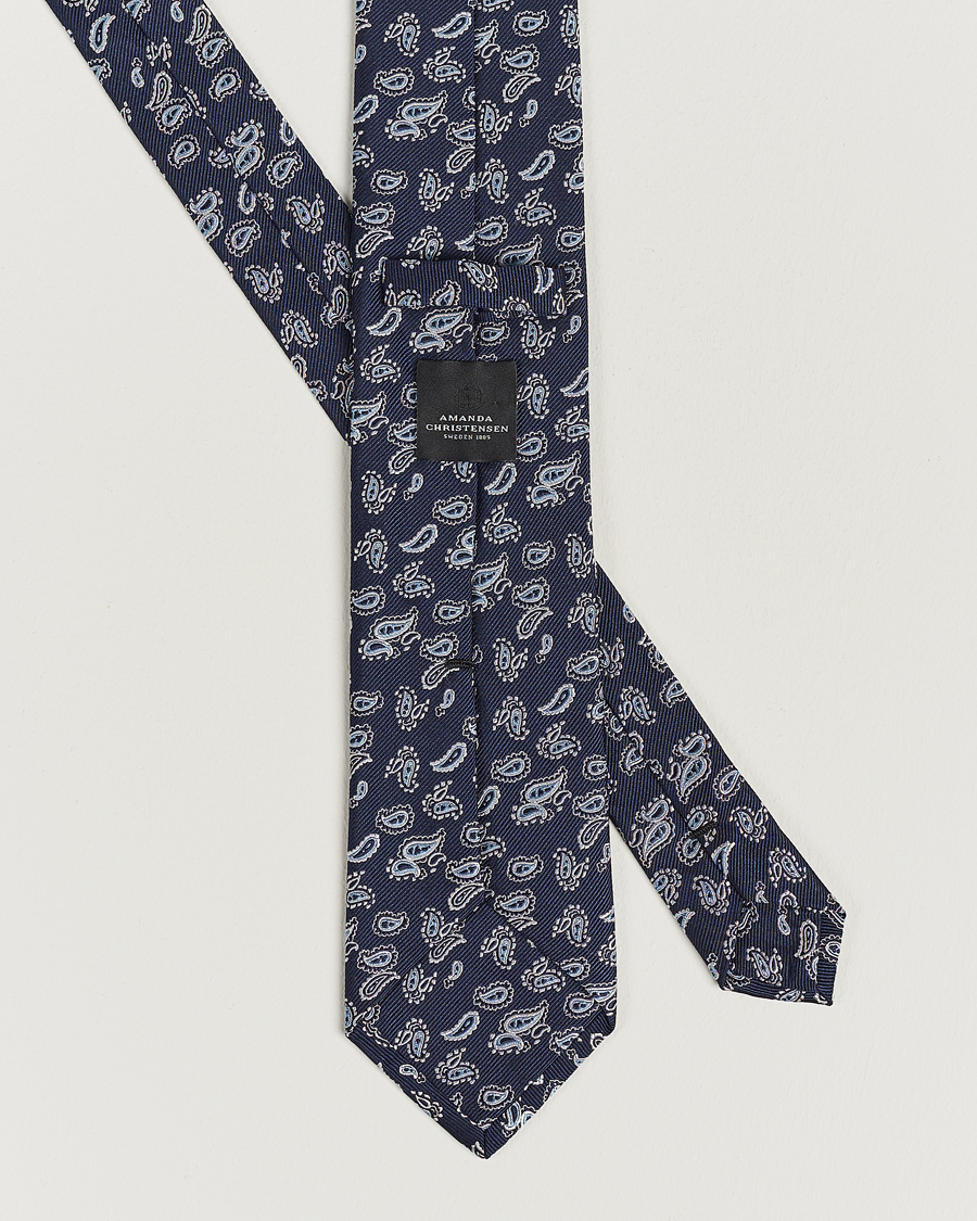 Herre | Slips | Amanda Christensen | Paisley Woven Silk Tie 8 cm Navy