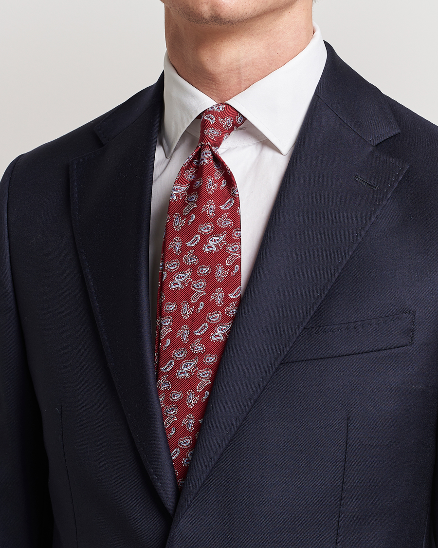 Herre | Amanda Christensen | Amanda Christensen | Paisley Woven Silk Tie 8 cm Wine Red