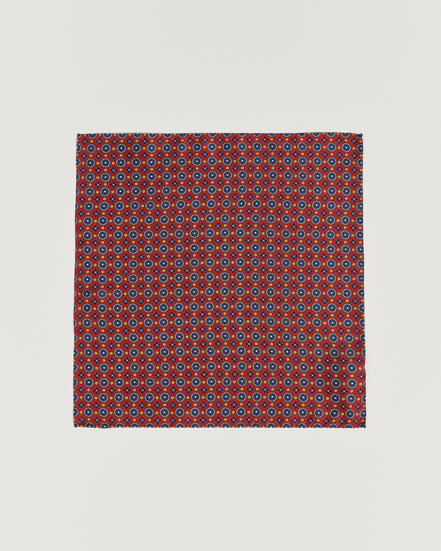 Herre | Lommeklude | Amanda Christensen | Medallion Silk Pocket Square Wine Red