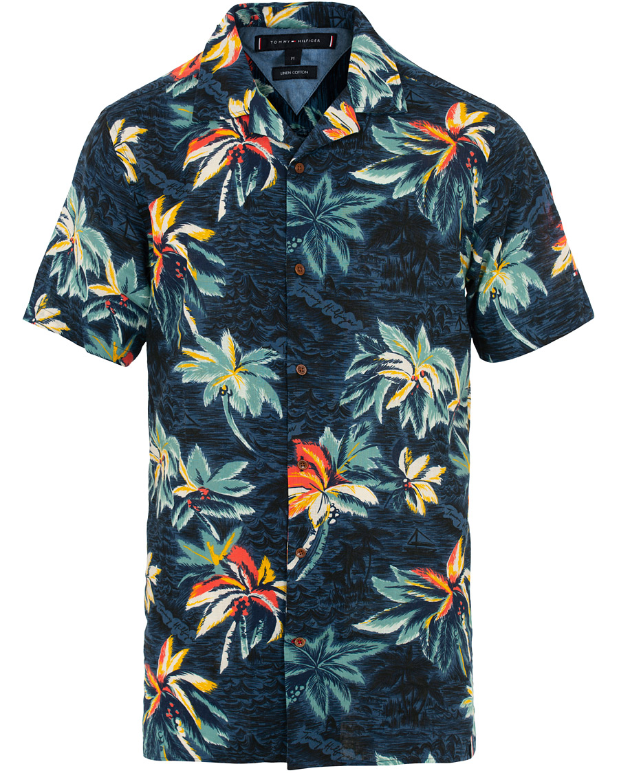 Herre | Skjorter | Tommy Hilfiger | Hawaiian Printed Camp Collar Short Sleeve Shirt Indigo