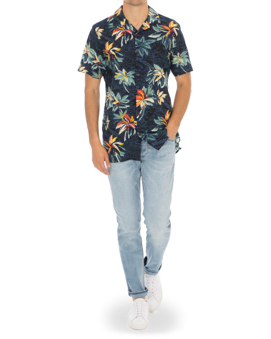 Herre | Skjorter | Tommy Hilfiger | Hawaiian Printed Camp Collar Short Sleeve Shirt Indigo