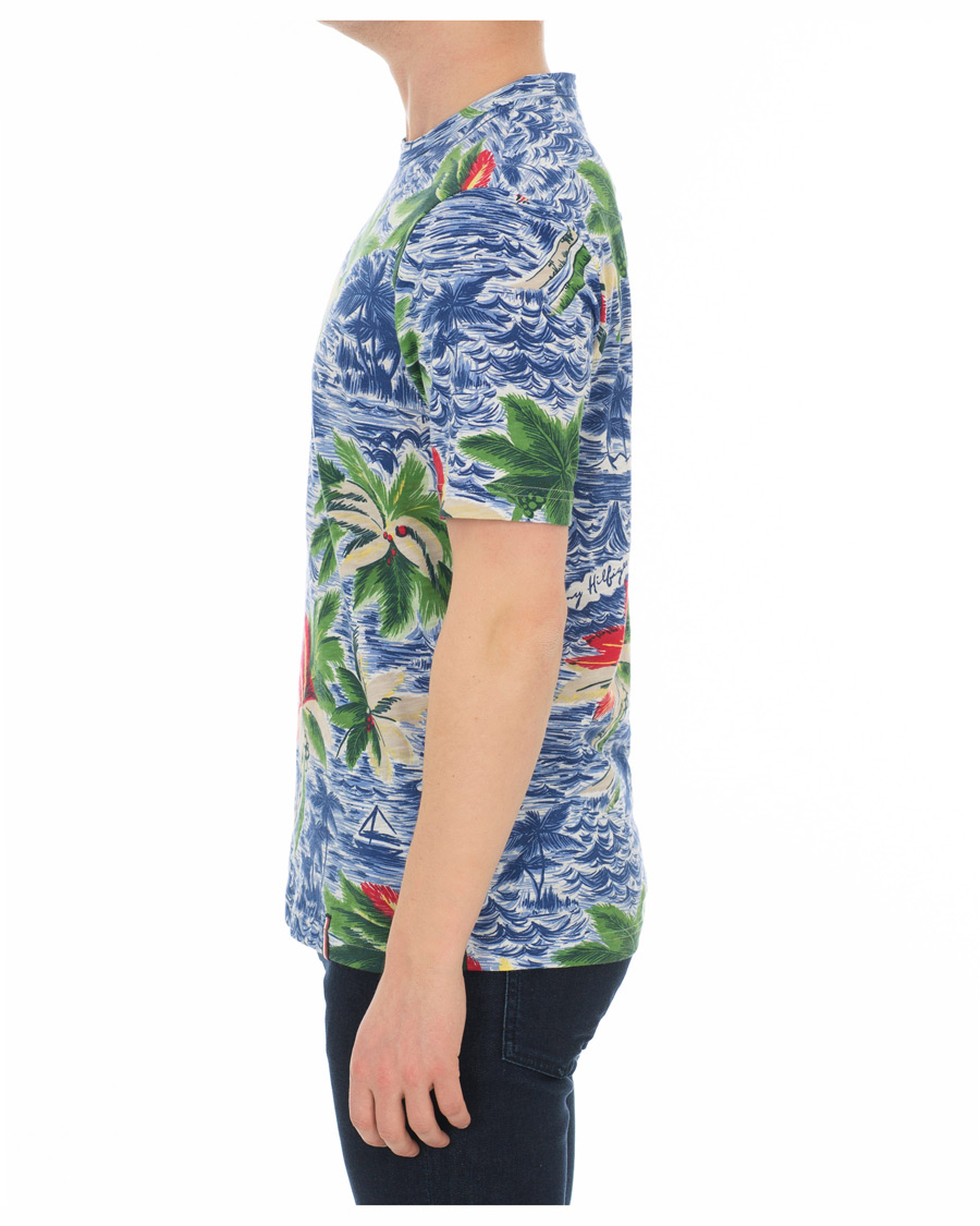 Herre | T-Shirts | Tommy Hilfiger | Palm Over Print Crew Neck Tee Snow White