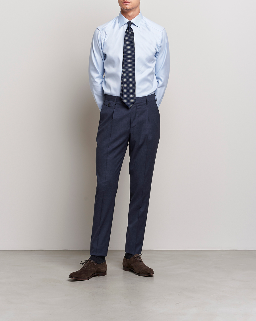 Herre | Businessskjorter | Eton | Slim Fit Textured Twill Shirt Blue