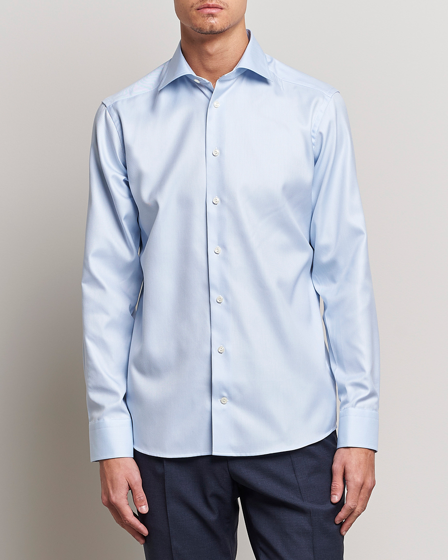 Herre | Tøj | Eton | Slim Fit Textured Twill Shirt Blue