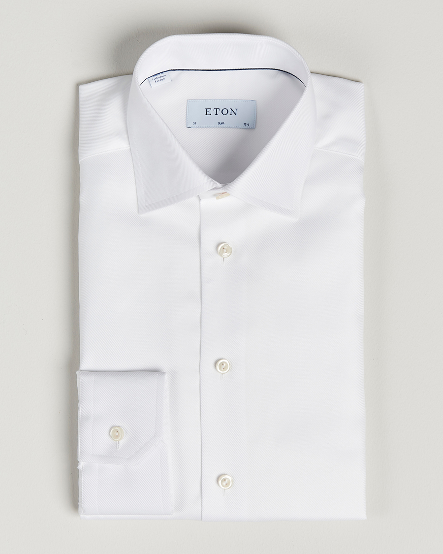 Fordeling Høring Ødelæggelse Eton Slim Fit Textured Twill Shirt White - CareOfCarl.dk