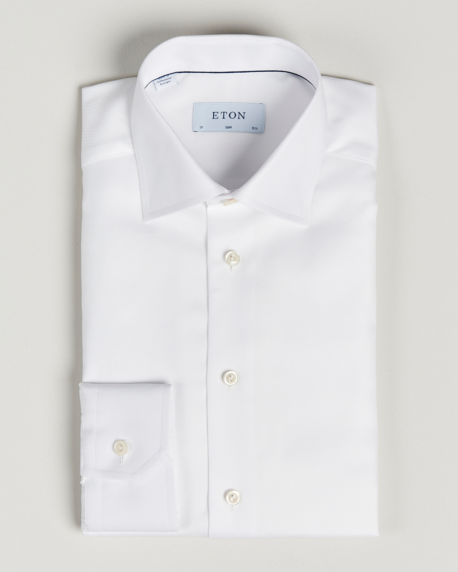 Herre |  | Eton | Slim Fit Textured Twill Shirt White