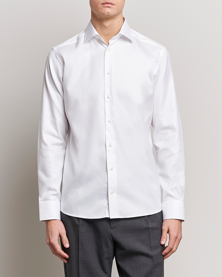 Herre | Skjorter | Eton | Slim Fit Textured Twill Shirt White