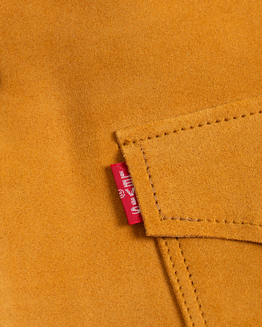 LEVI'S VINTAGE CLOTHING, SUEDE SHERPA TRUCKER JACKET GOLDEN NUGGET