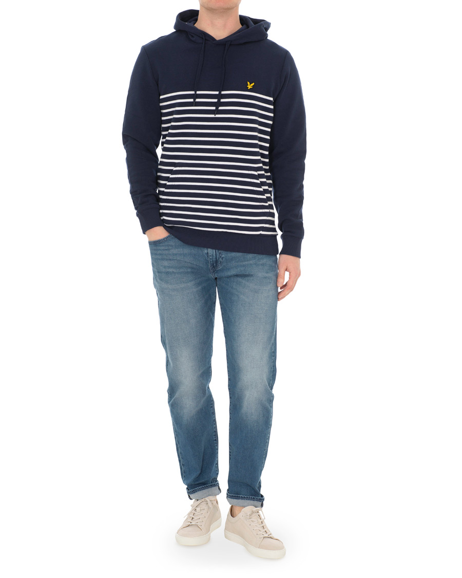 Herre | Trøjer | Lyle & Scott | Stripe Hoodie Navy/White