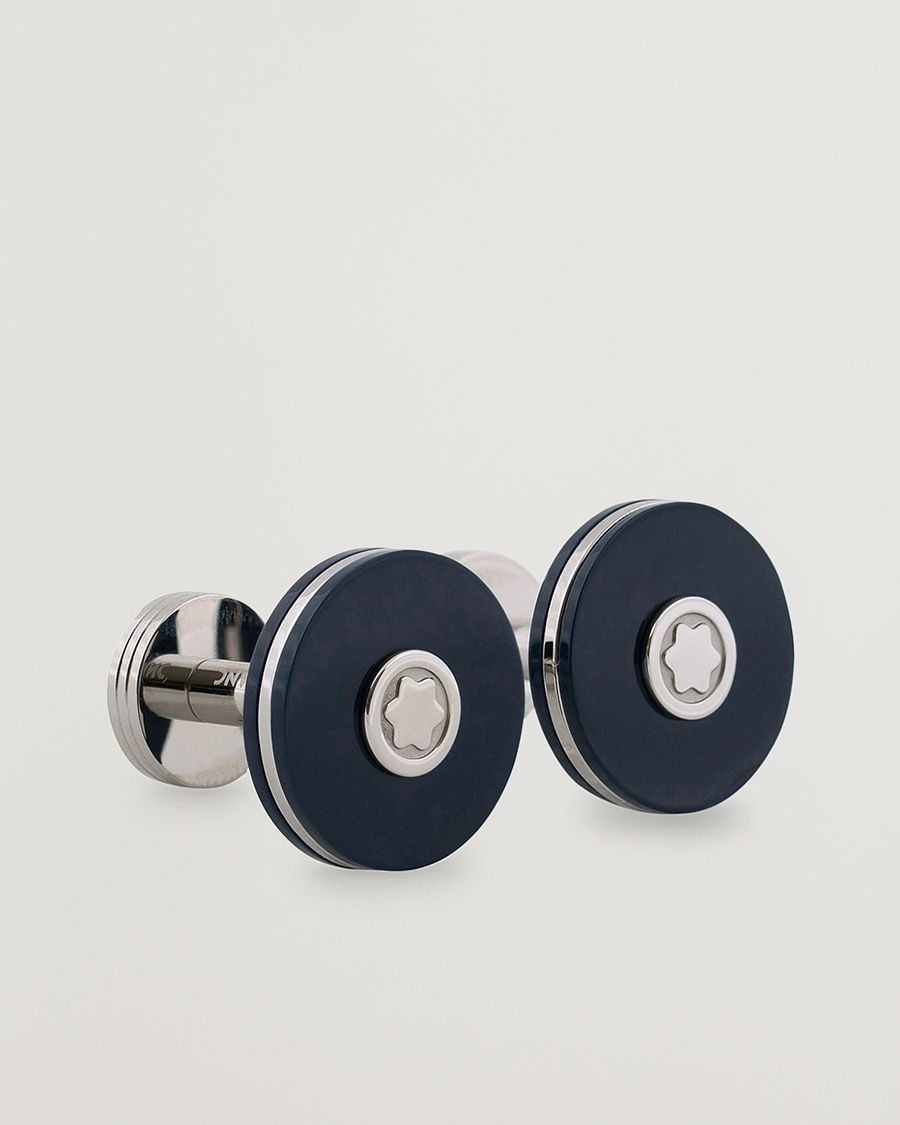 Herre | Montblanc PIX Steel Cufflinks Blue Resin | Montblanc | PIX Steel Cufflinks Blue Resin