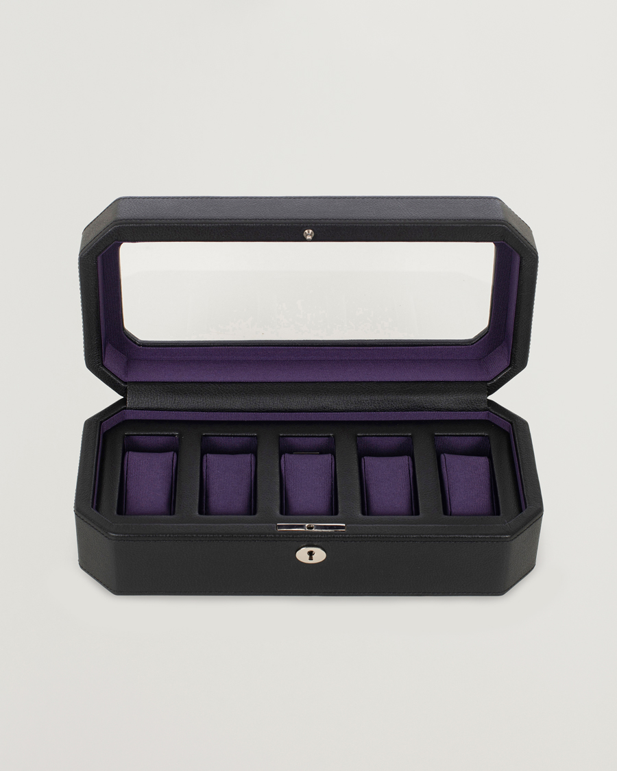 Herre | Ure- & smykkeæsker | WOLF | Windsor 5 Piece Watch Box Black Purple