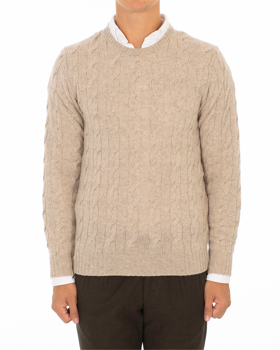 Herre | Trøjer | Ralph Lauren Purple Label | Cashmere Cable Knit Oat Melange
