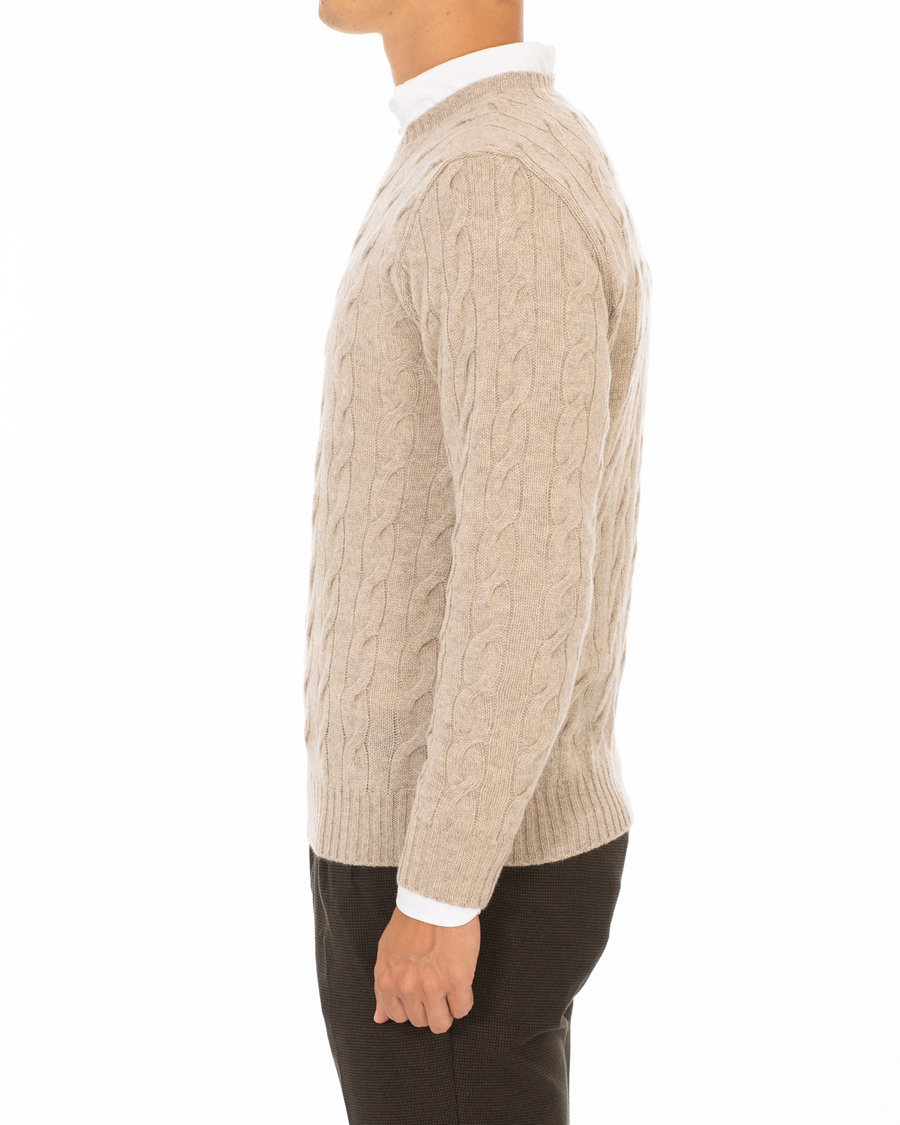 Herre | Trøjer | Ralph Lauren Purple Label | Cashmere Cable Knit Oat Melange