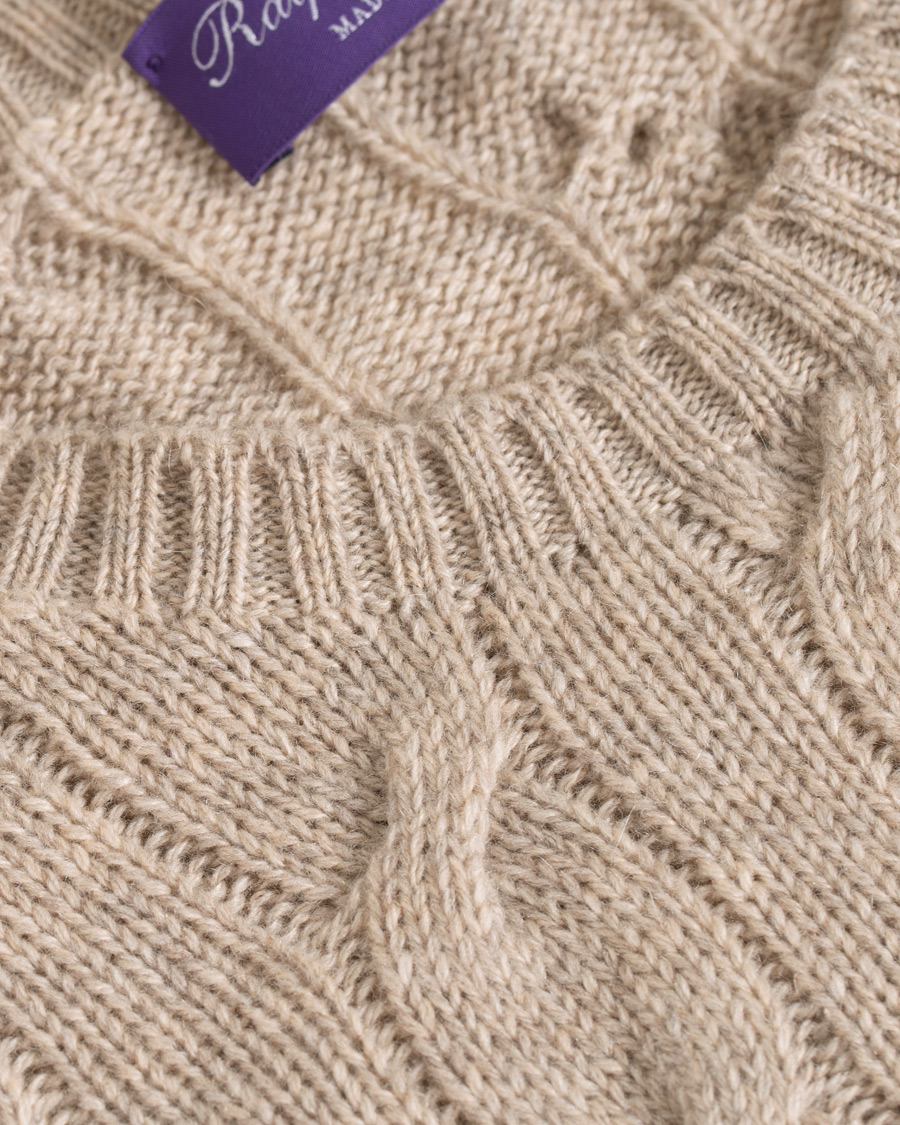 Herre | Trøjer | Ralph Lauren Purple Label | Cashmere Cable Knit Oat Melange