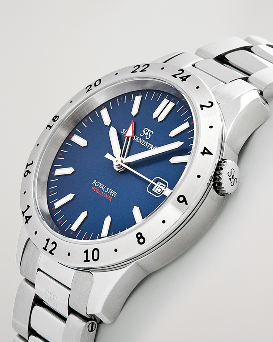 Herre | Sjöö Sandström Royal Steel Worldtimer 41mm Blue with Steel | Sjöö Sandström | Royal Steel Worldtimer 41mm Blue with Steel