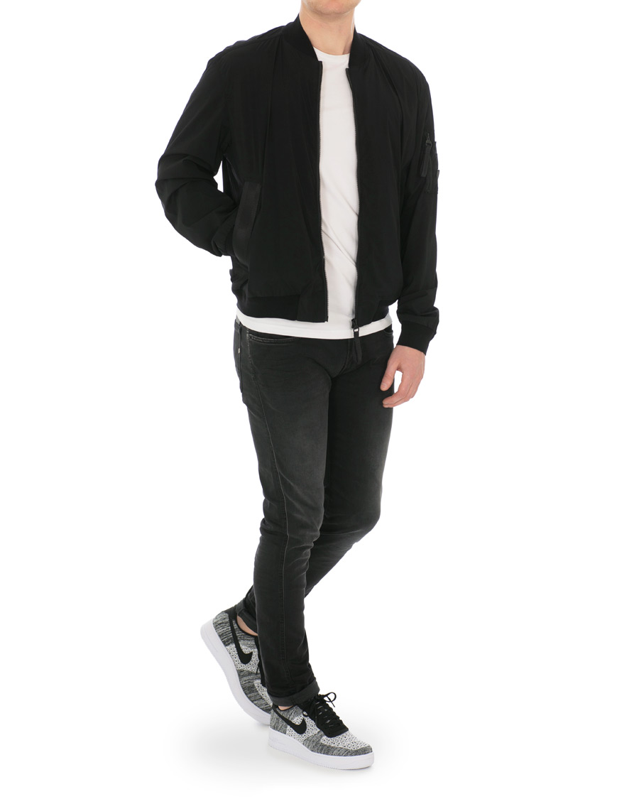 Herre | Nike Air Force 1 Flyknit Sneaker Black/Platinum | Nike | Air Force 1 Flyknit Sneaker Black/Platinum