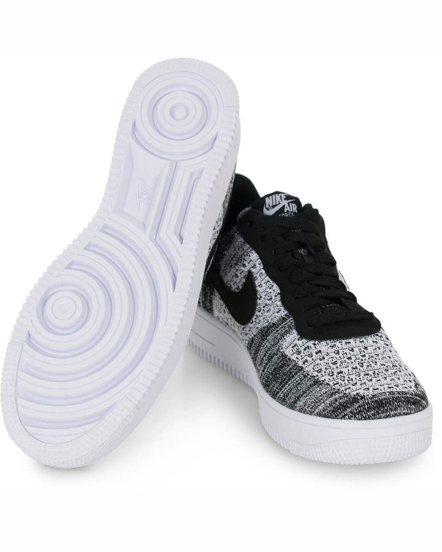 Herre | Nike Air Force 1 Flyknit Sneaker Black/Platinum | Nike | Air Force 1 Flyknit Sneaker Black/Platinum
