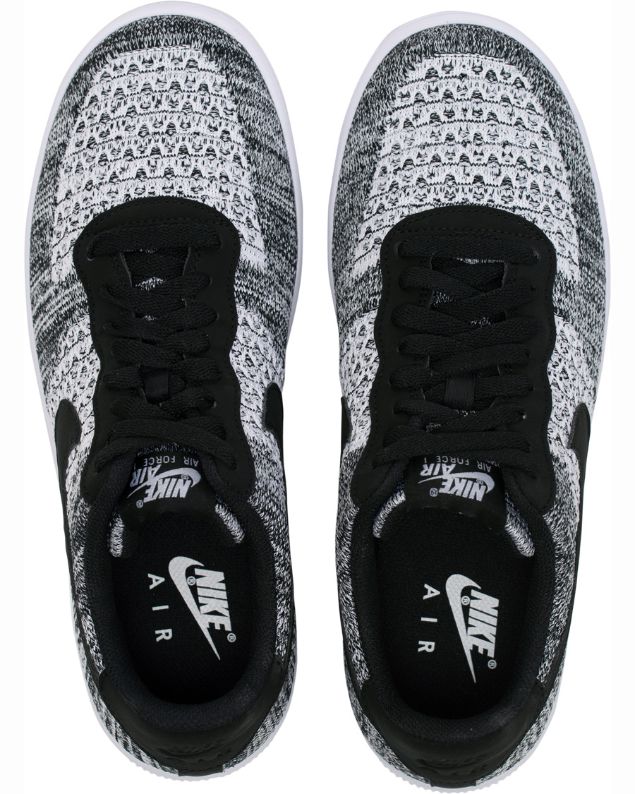 Herre | Nike Air Force 1 Flyknit Sneaker Black/Platinum | Nike | Air Force 1 Flyknit Sneaker Black/Platinum