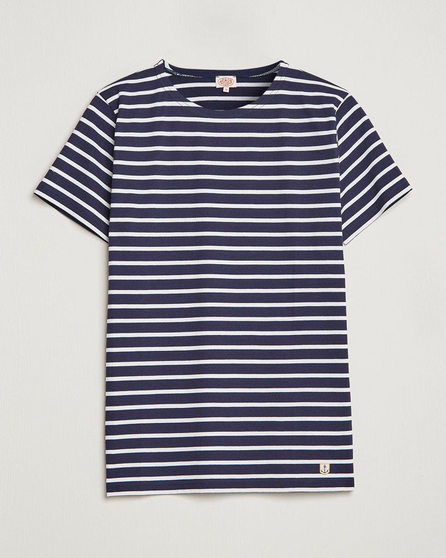 Herre |  | Armor-lux | Hoëdic Boatneck Héritage Stripe T-shirt Navy/White