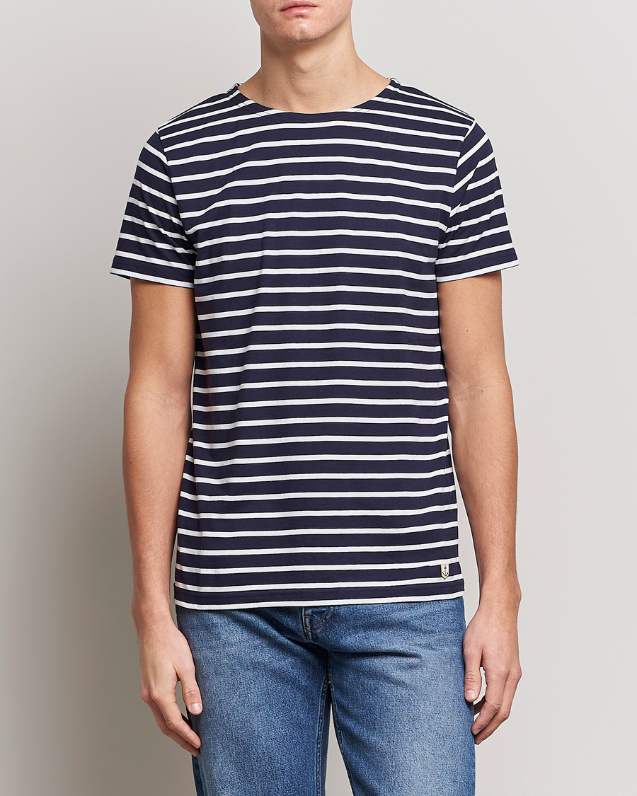 Herre |  | Armor-lux | Hoëdic Boatneck Héritage Stripe T-shirt Navy/White