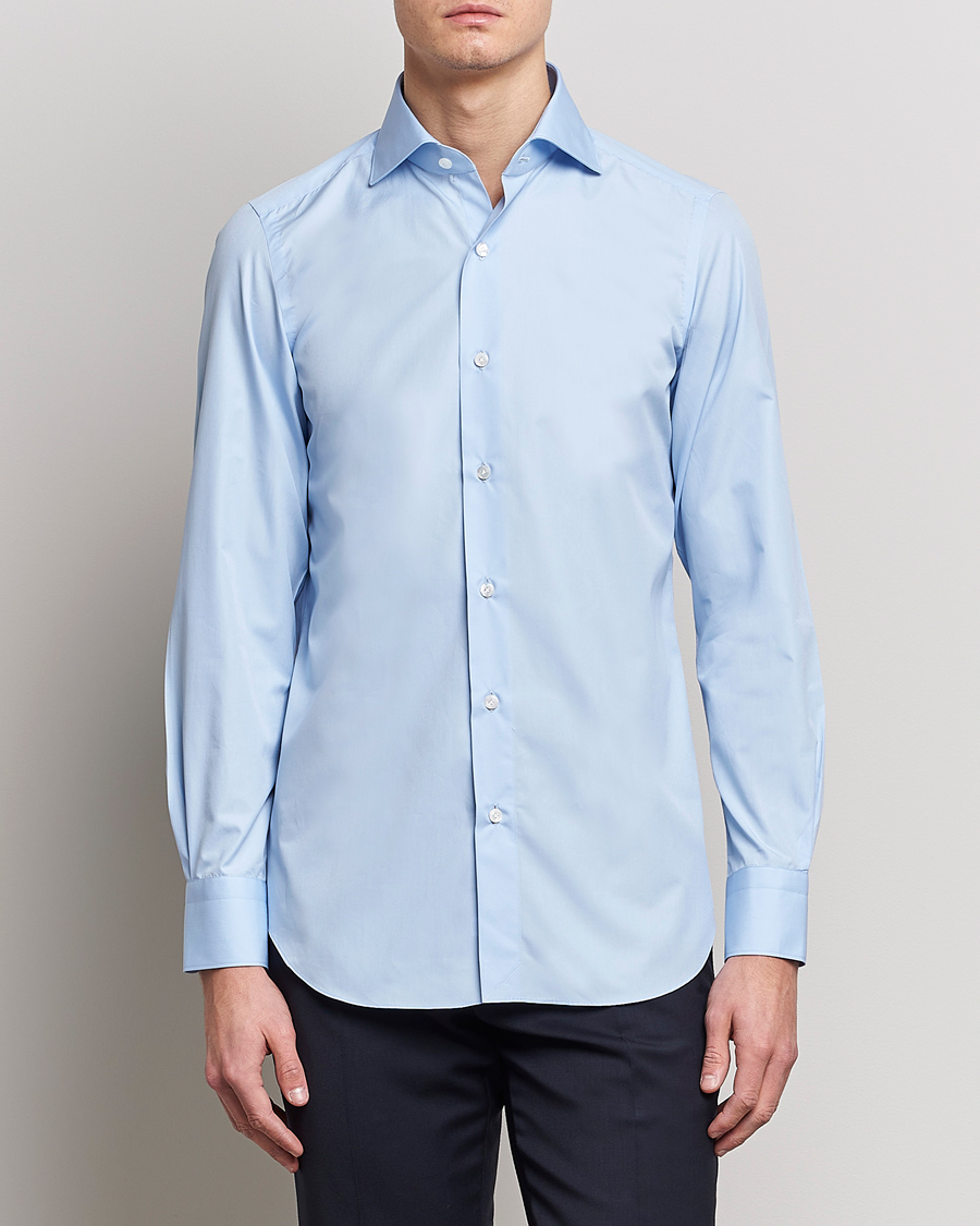 Herre | Italian Department | Finamore Napoli | Milano Slim Fit Classic Shirt Light Blue