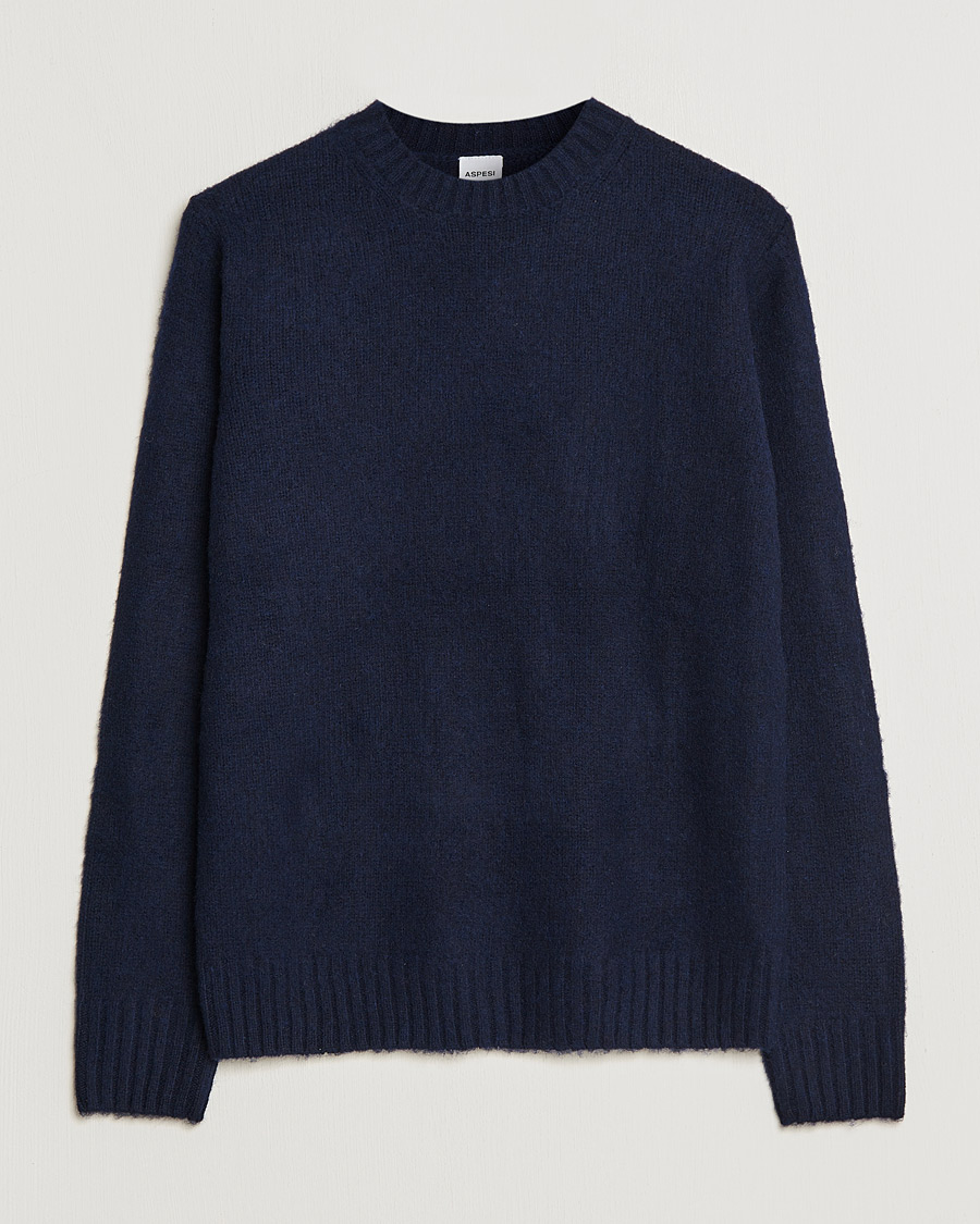 Herre | Trøjer | Aspesi | Brushed Shetland Sweater Navy