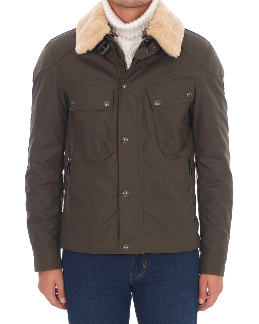 Herre | Jakker | Belstaff | Patrol Shearling Pilot Waxed Jacket Windsor Moss