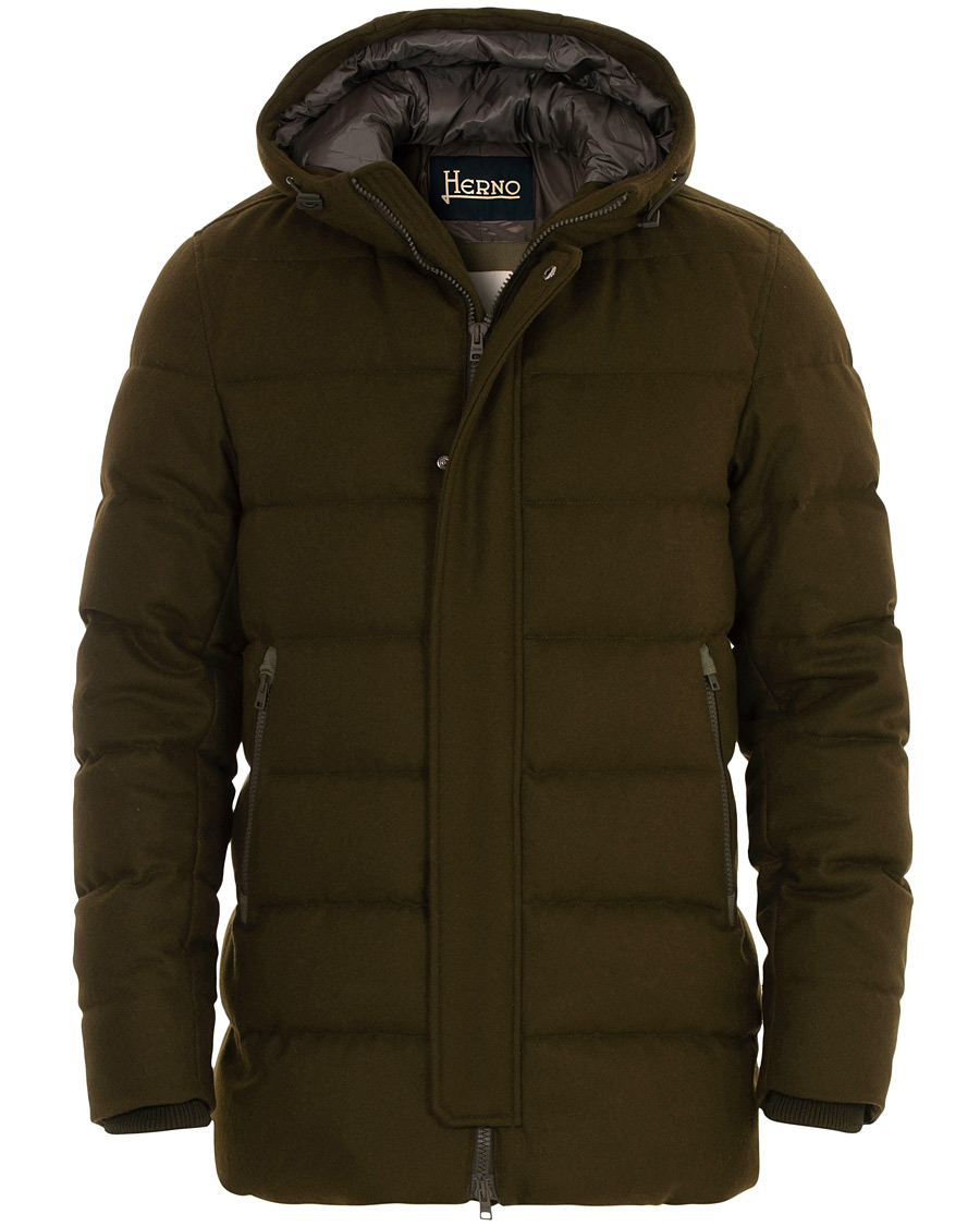 Herre | Jakker | Herno | Flannel Down Jacket Dark Green