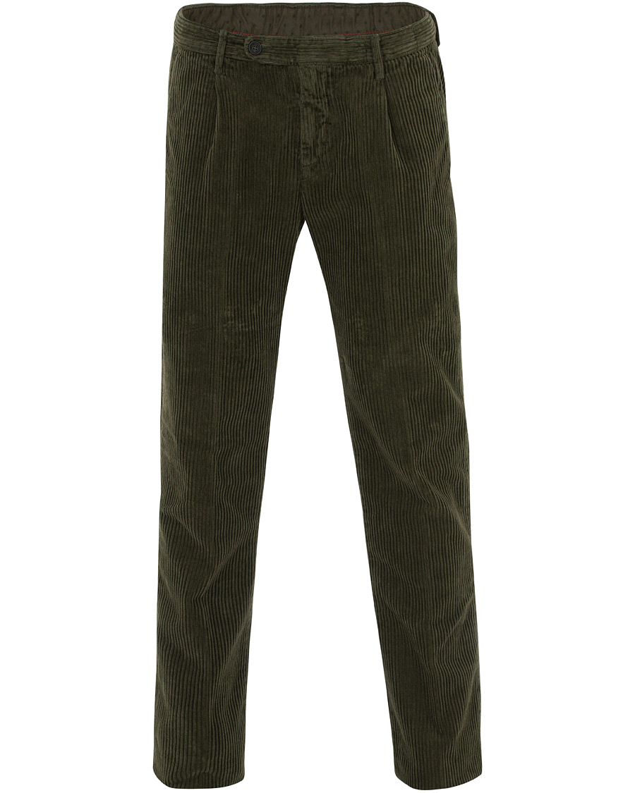 Herre | Bukser | Massimo Alba | Ionio Single Pleated Corduroy Trousers Military