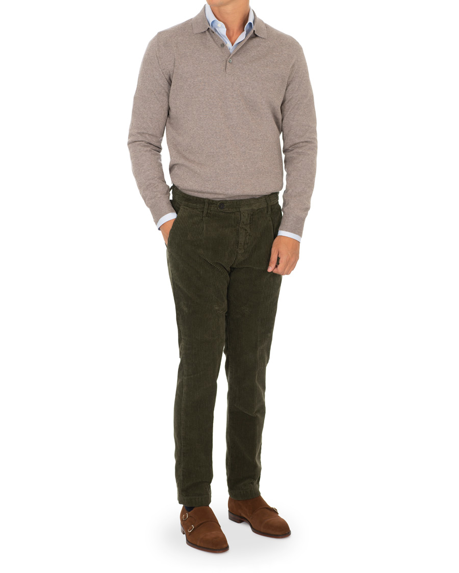 Herre | Bukser | Massimo Alba | Ionio Single Pleated Corduroy Trousers Military