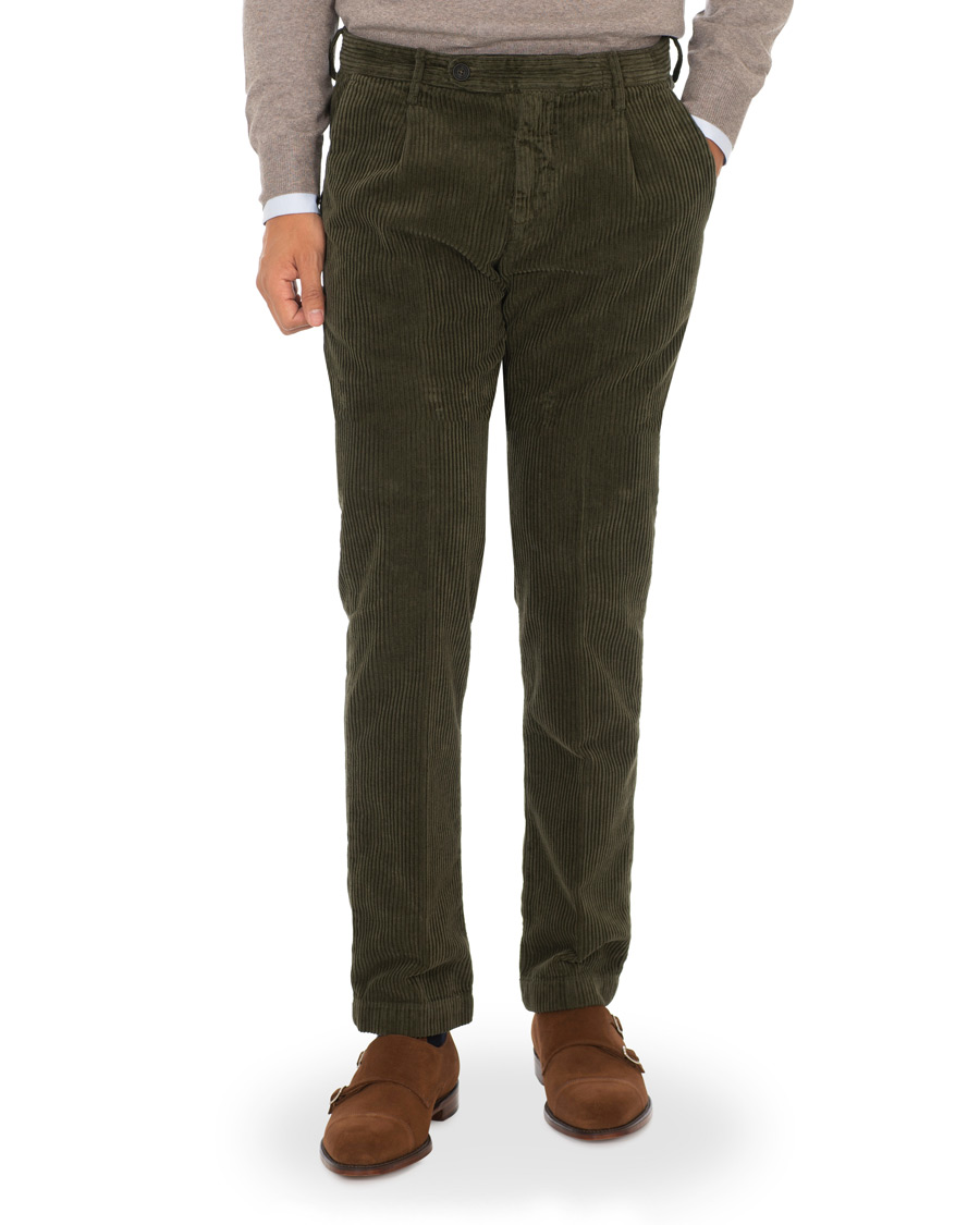 Herre | Bukser | Massimo Alba | Ionio Single Pleated Corduroy Trousers Military