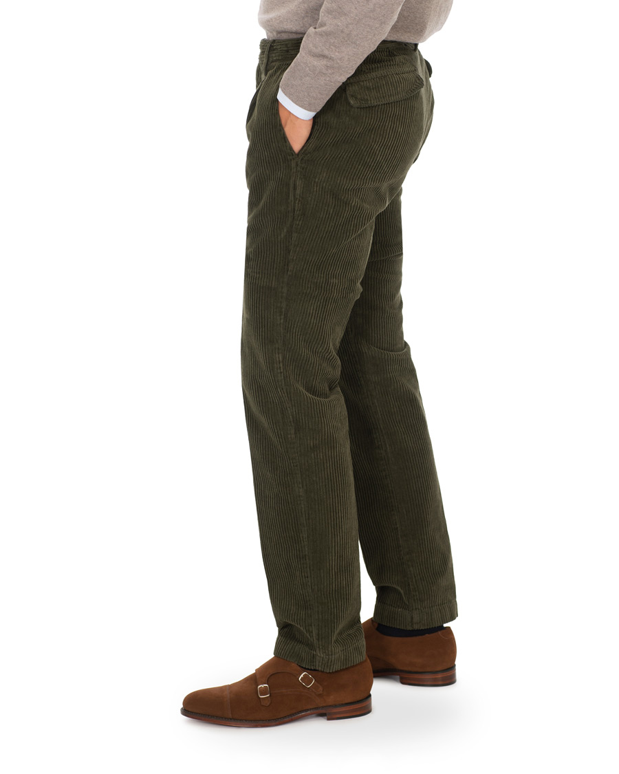 Herre | Bukser | Massimo Alba | Ionio Single Pleated Corduroy Trousers Military