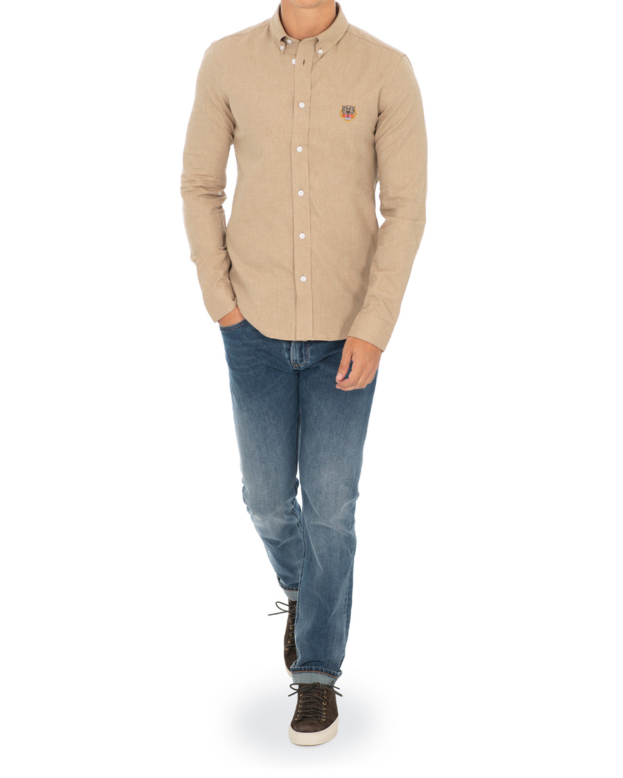 Herre | Skjorter | KENZO | Slim Fit Urban Flannel Shirt Beige