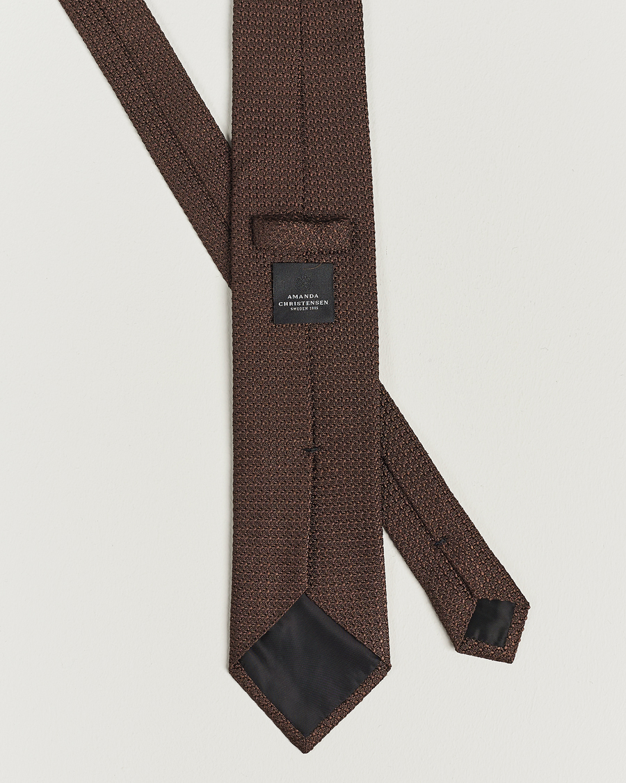 Herre | Slips | Amanda Christensen | Silk Grenadine 8 cm Tie Brown