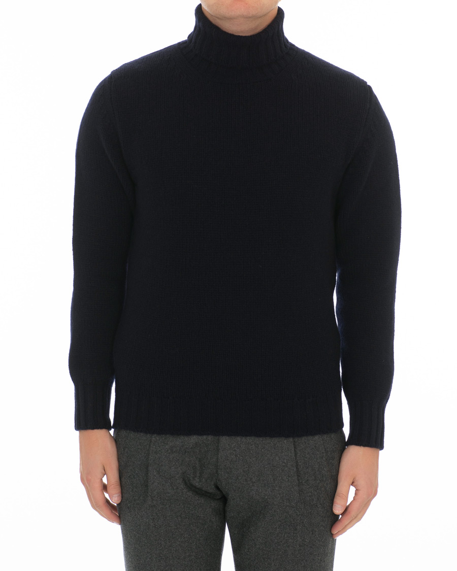 Herre | Trøjer | Drake's | Lambswool Rollneck Navy
