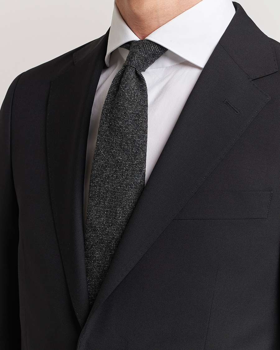 Herre | Best of British | Drake's | Cashmere 8 cm Tie Grey/Black