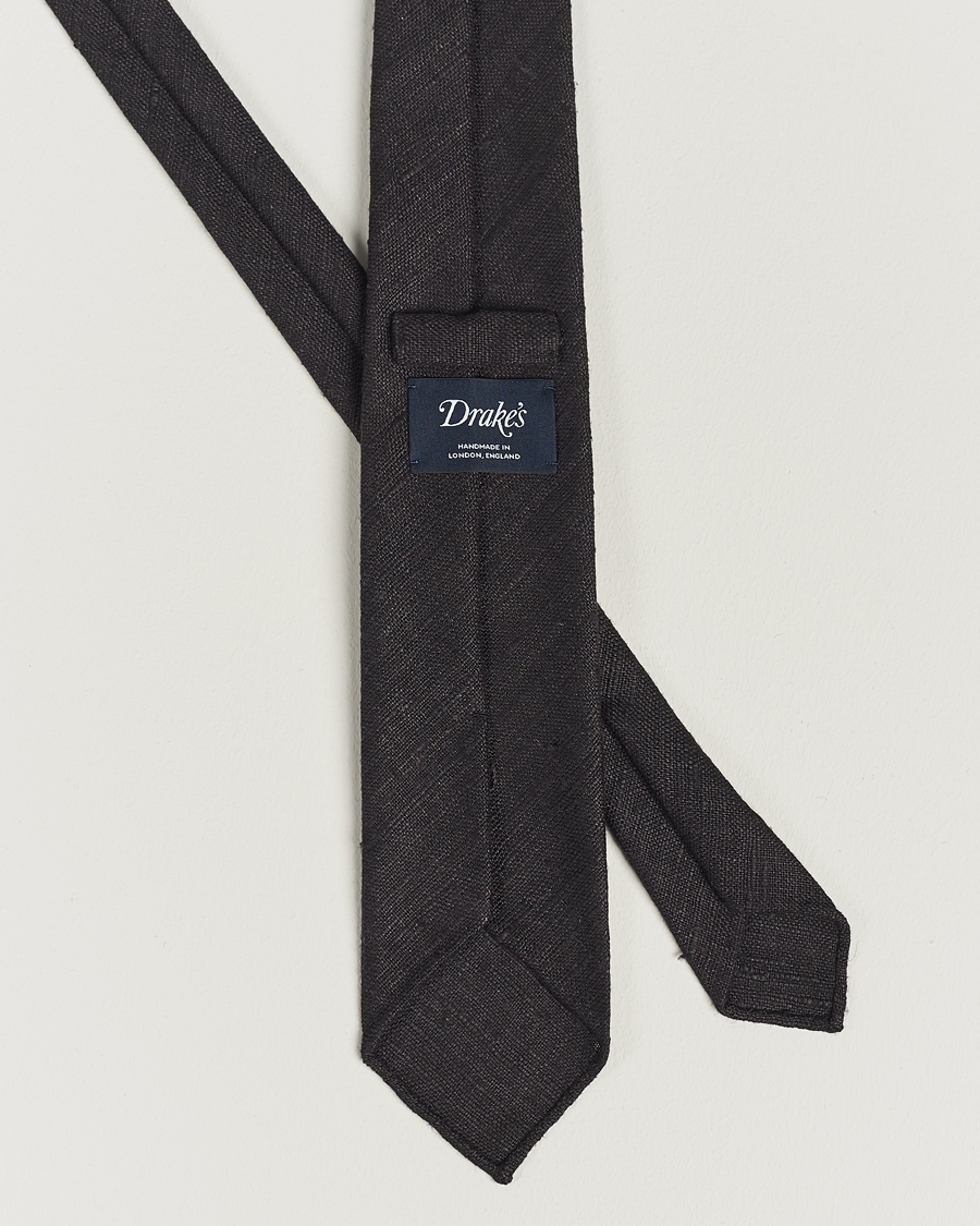 Herre | Drake's | Drake's | Tussah Silk Handrolled 8 cm Tie Black