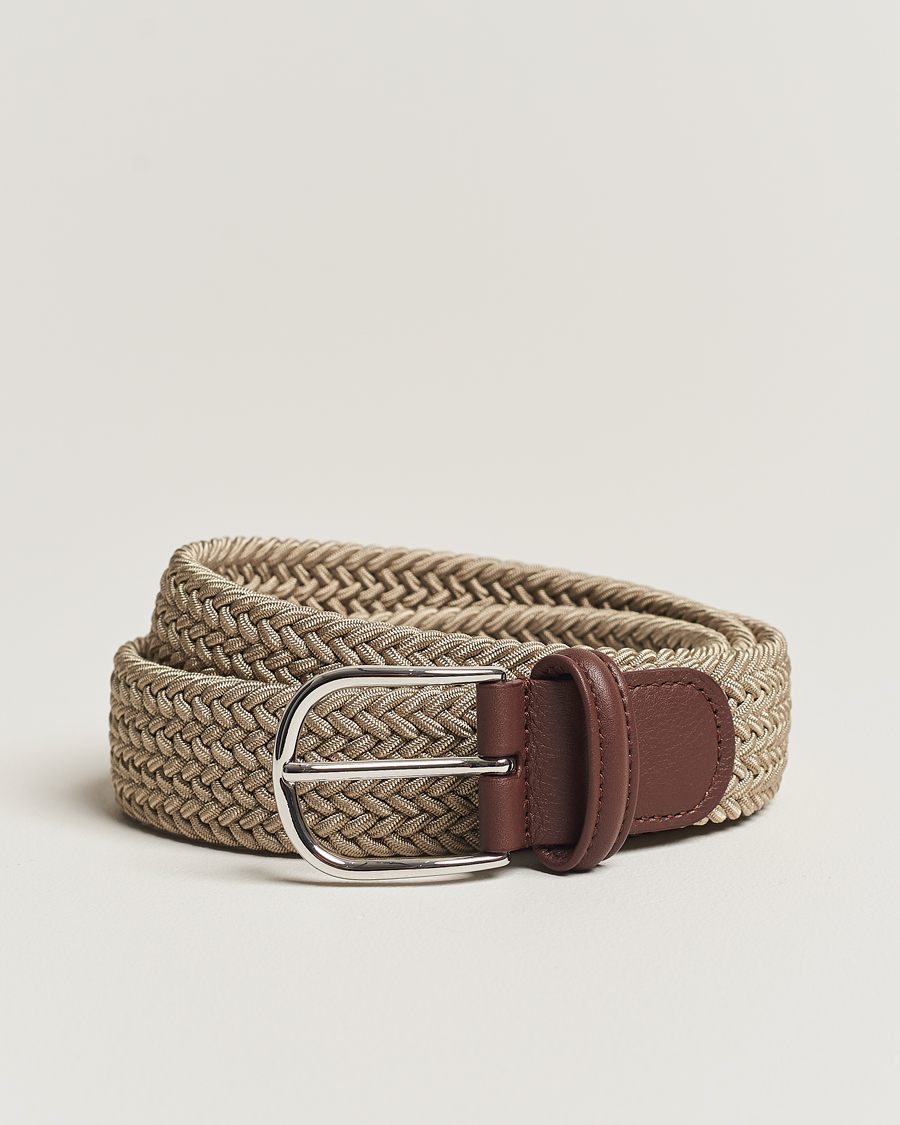 Herre | Bælter | Anderson's | Stretch Woven 3,5 cm Belt Beige
