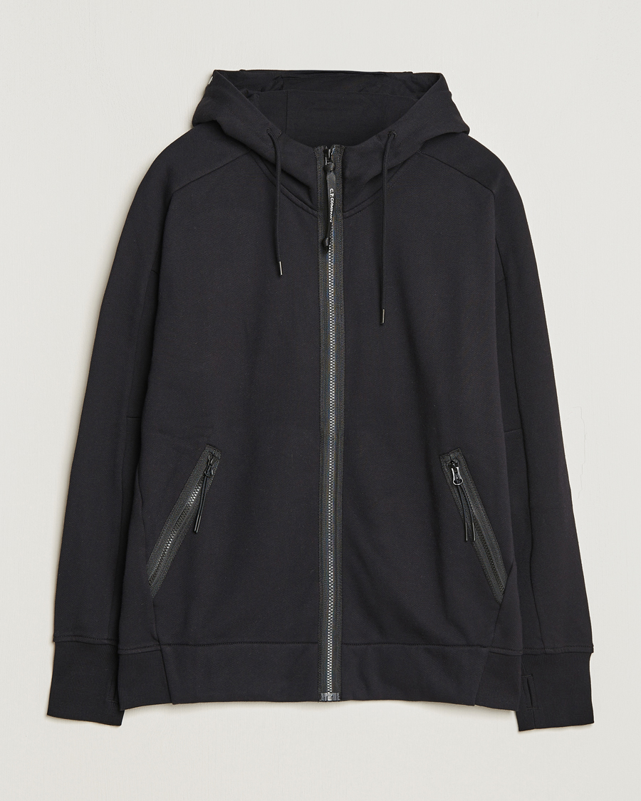 Herre | Trøjer | C.P. Company | Diagonal Raised Fleece Full Zip Goggle Hoodie Black