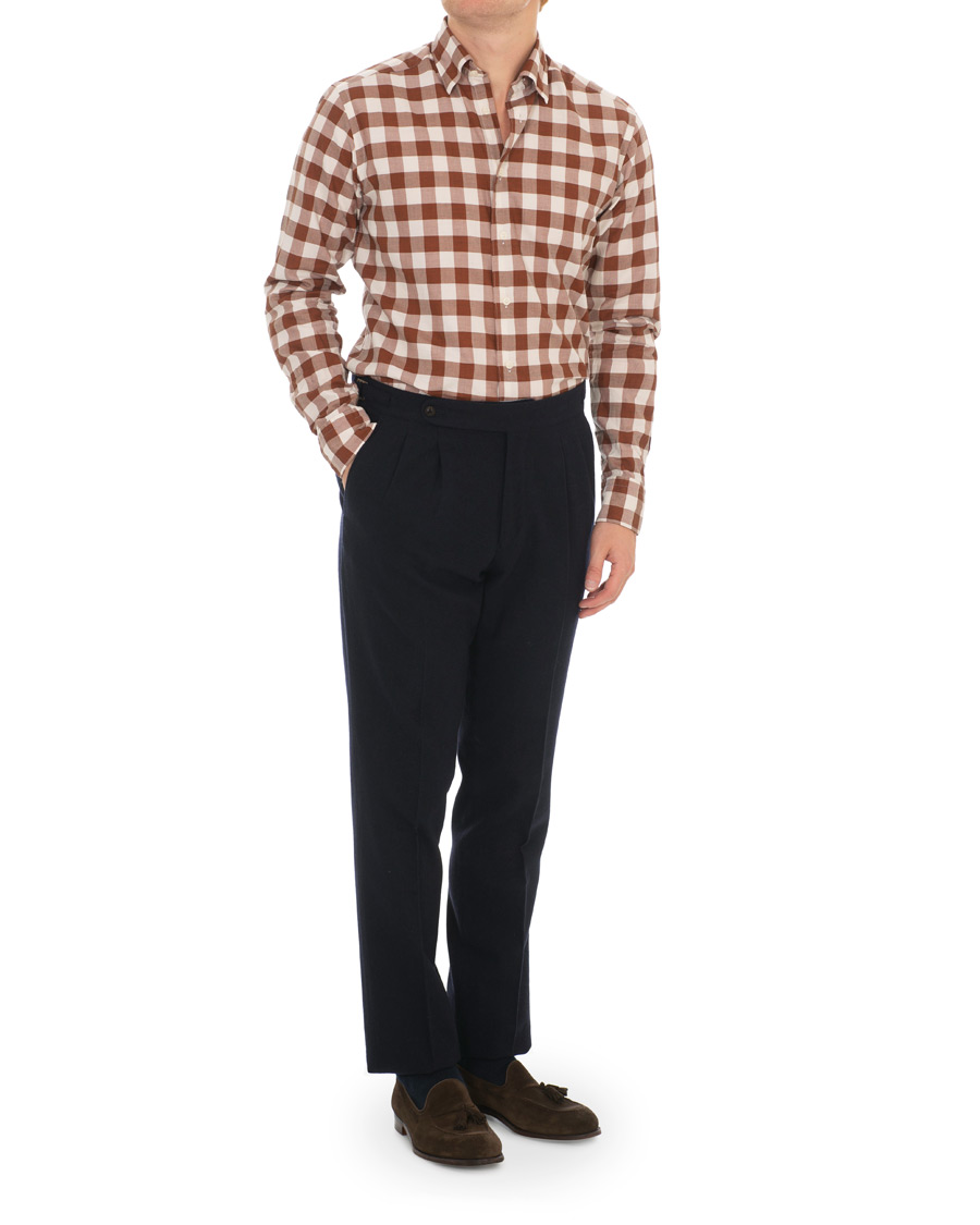 Herre | Skjorter | Eton | Slim Fit Twill Button Under Shirt Red/White