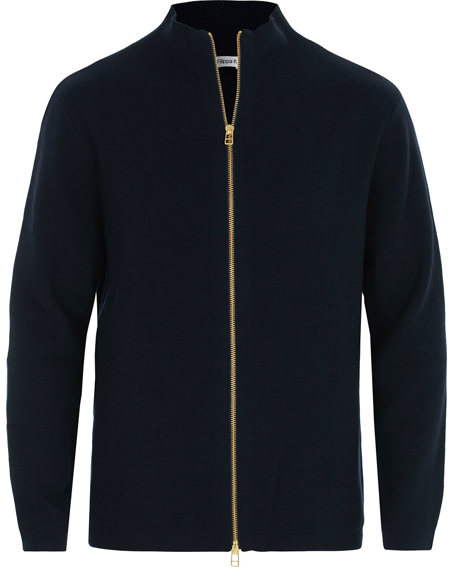 Herre | Trøjer | Filippa K | Leon Wool/Cotton Full Zip Cardigan Navy