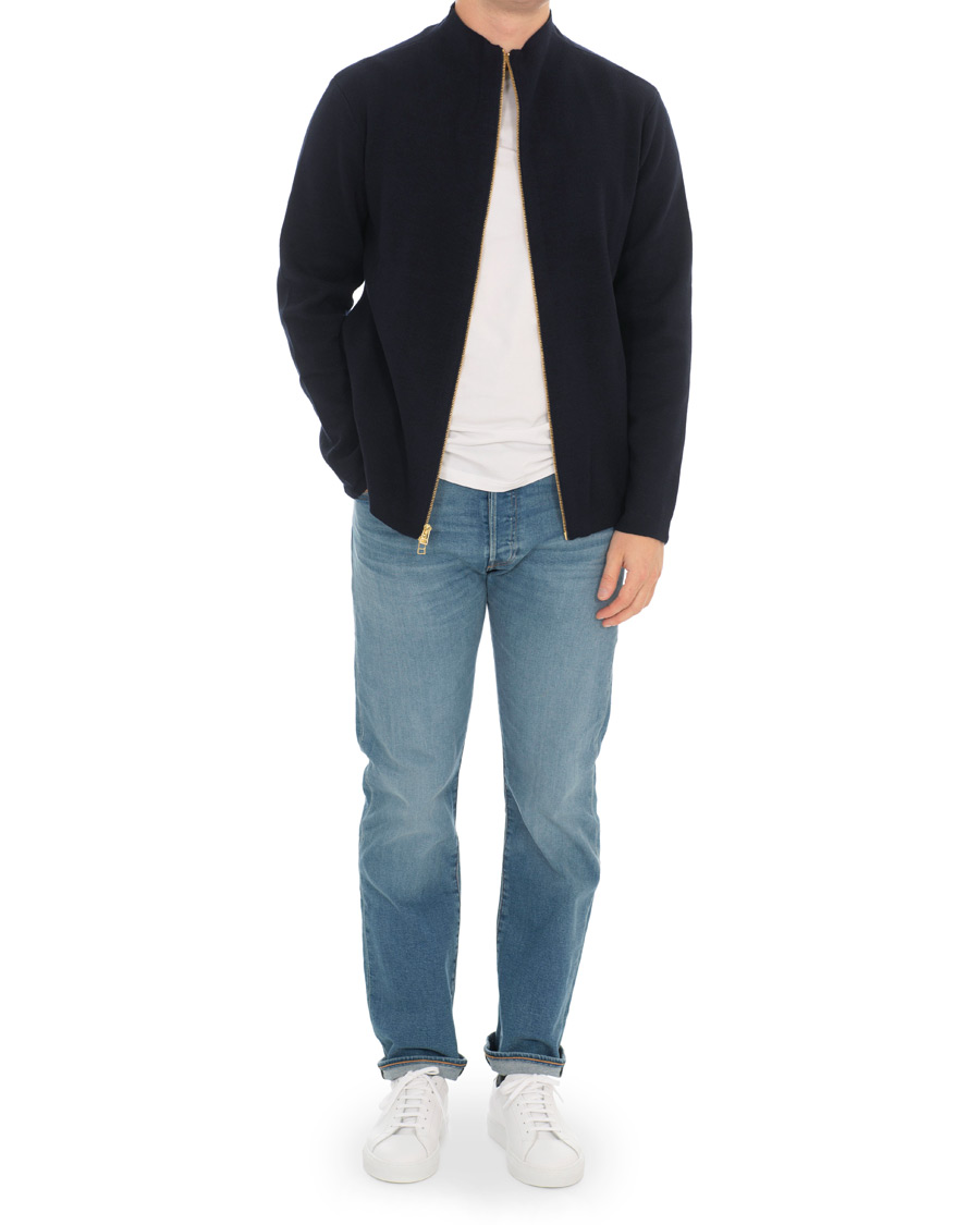 Herre | Trøjer | Filippa K | Leon Wool/Cotton Full Zip Cardigan Navy