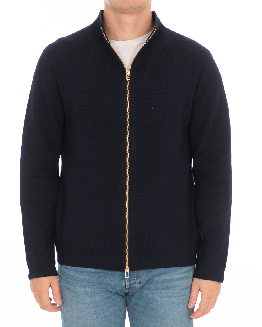Herre | Trøjer | Filippa K | Leon Wool/Cotton Full Zip Cardigan Navy