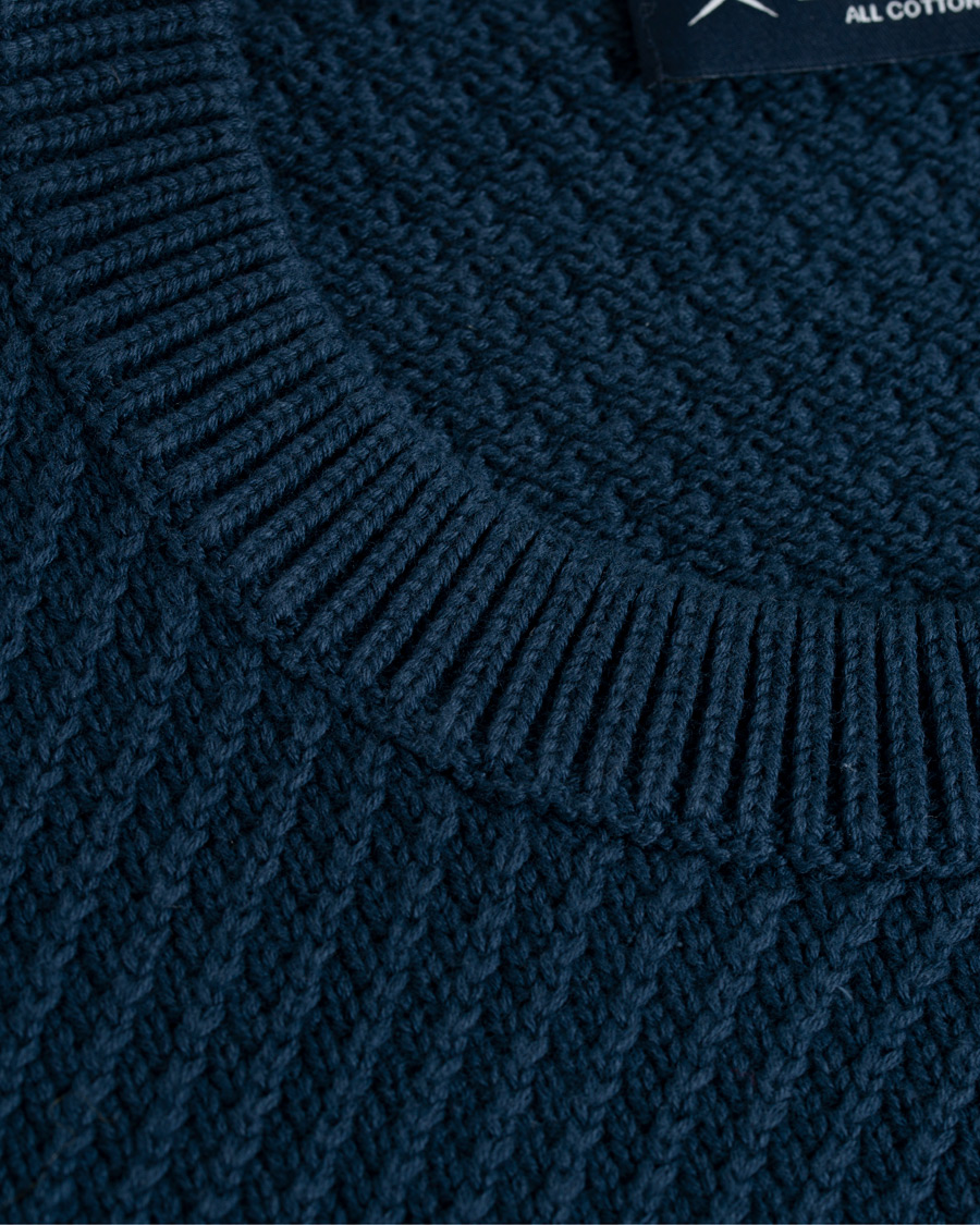 Herre | Trøjer | Hackett | Diagonal Striped Crew Neck Cotton Sweater Navy