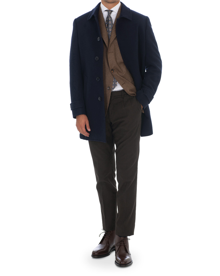 Herre | Jakker | Hackett | Washed Wool Twill Coat Navy