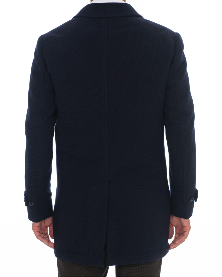 Herre | Jakker | Hackett | Washed Wool Twill Coat Navy